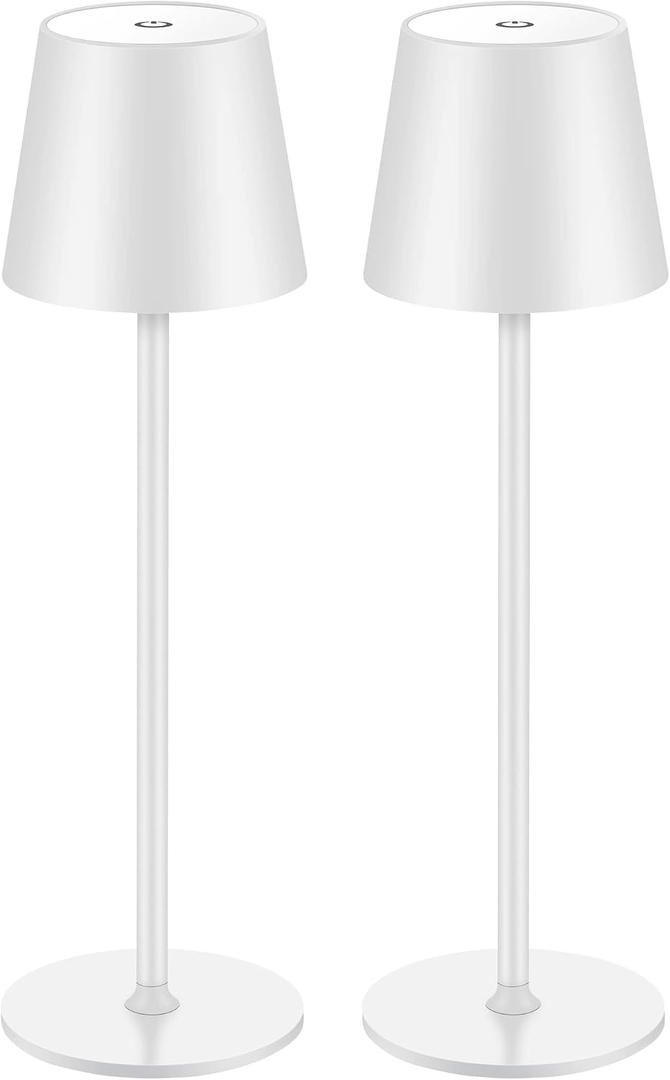 BGFHome 2Pack Cordless Table Lamp LED Desk Lamp,5000mAh Rechargeable Touch Night Light Wireless Minimalist Design for Couple Dinner/Restaurant/Bedroom/Bars/Outdoor Party/Camping/Coffee ShopWhite