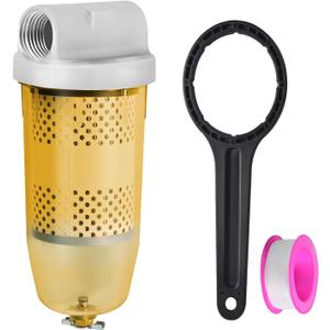 3/4" NPT Top Cap 496 Bowl Fuel Tank Replacement for Gasoline and Diesel Water Separate 30 Micron Filtration Max 25 Gpm 150 Psi Flow Replace# B10-AL Oil Filter Assembly with Wrench