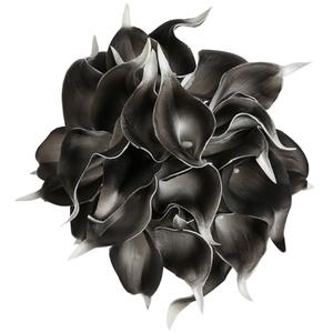 IPOPU Grey Black Calla Lily Artificial Flowers for Decorations 20PCS Grey Black Fake Flowers Calla Lily Bouquet for Wedding Centerpieces Flower DIY Floral Decor Home Decoration (Grey Black)