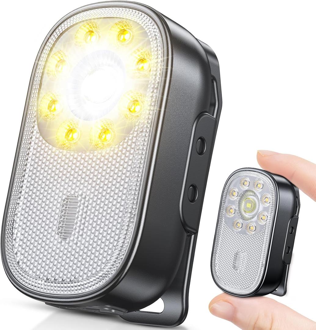 500LM Ultra Bright Mini EDC Flashlight Rechargeable, 10 Modes Running Lights for Runners with Spot & Flood Light, IP65 Waterproof Small Clip on Flashlight for Walking, Camping, Hiking, Work