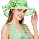Women Derby Fascinator Hat Organza Church Wedding Hats Wide Brim Cocktail Tea Party Hat