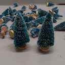 wonuu Artificial Mini Sisal Christmas Trees Snow Frost with Wooden Bases for Home Party Decoration Ornament DIY Craft (Blue-Green, Mixed 30 pcs)