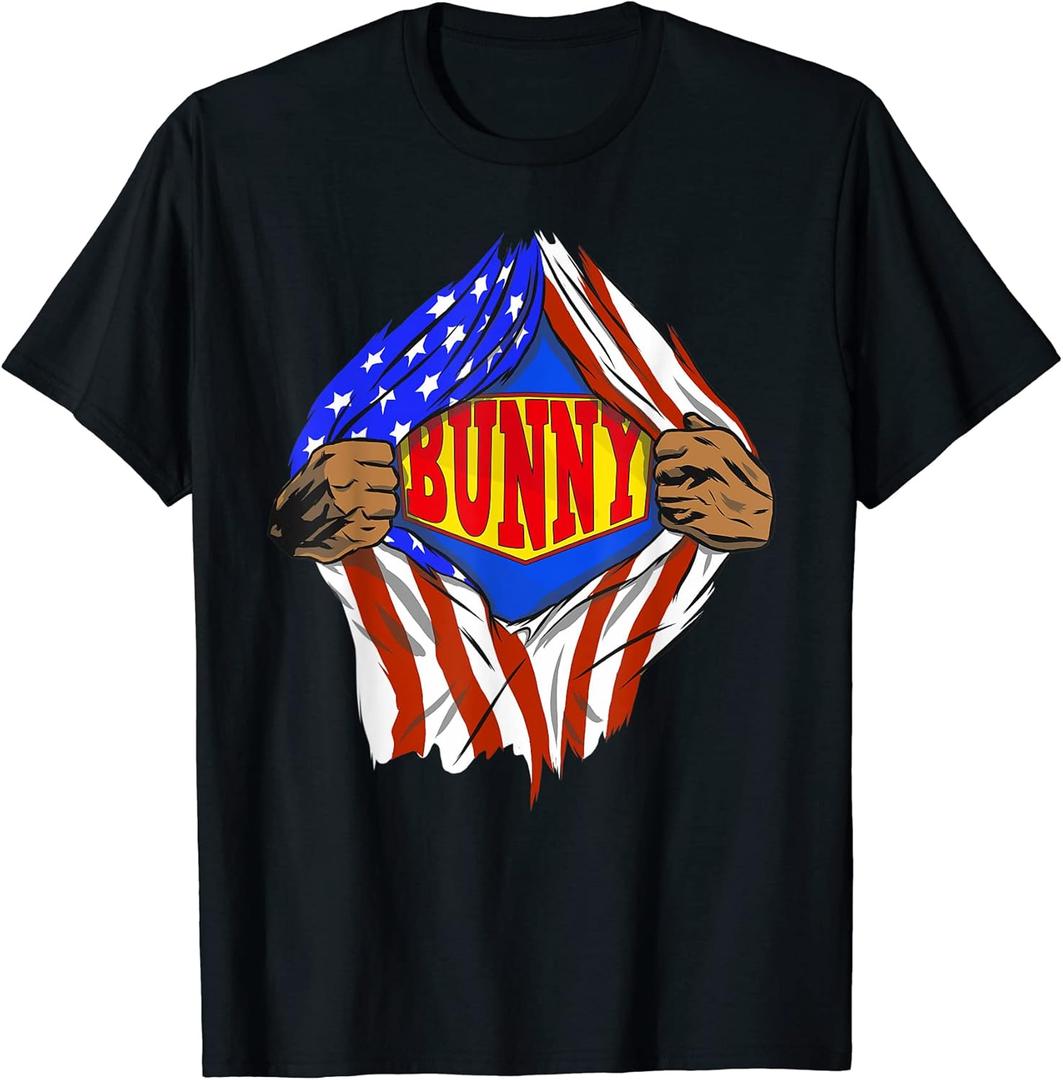 Funny Super Bunny Hero Family T-Shirt, Size S