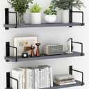 Floating Shelves - 24 Inch Wall Mounted Set of 3, Rustic Wood Storage Shelves for Living Room (Grey)