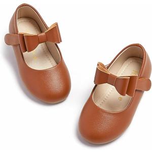 Kiderence Little Toddler Girls Dress Shoes Ballerina Ballet Flats Kids Mary Janes (Cl02 Brown) 9 Kiderence Little Toddler Girls Dress Shoes Ballerina Ballet Flats Kids Mary Janes (Cl02 Brown) 9