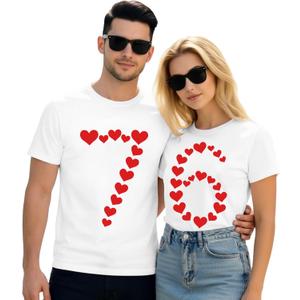 Valentines Shirts for Couples Matching 67 Hearts T-Shirt Six Seven Tee Tops (White, L)