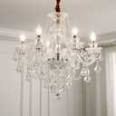 Crystal Chandelier 6 Lights Clear K9 Crystal Luxury Interior Decoration Ceiling Light E12 Bulbs Crystal Pendant Lighting Fixture for Dining Room, Living Room, Bedroom (6 Lights)