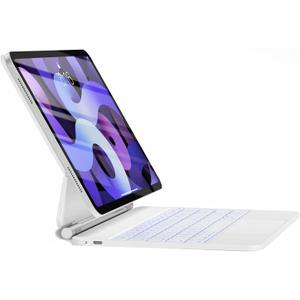 HOU Keyboard Case for iPad Air 11 inch 2025 (M3)/2024 (M2)&iPad Pro 11 Inch(4th/3rd/2nd/1st) Gen 2022,iPad Air 5th&4th Generation Case with Keyboard,Magic-Stand, Multi-Touch Trackpad,Backlight,White