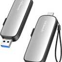 GiGimundo 2TB External Portable SSD, Up to 1073MB/s Dual Port USB C Thumb Drive USB 3.2 Gen 2+USB A Solid State Drives for iPhone 15/16/17/Android/Mac,Silver