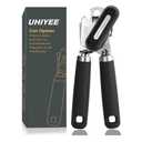 Can Opener Manual, Hand Held Manual Can Openers Heavy Duty with Smoother Cut Sharp Blade, Manual Hand Can Open with Soft Handle, Easy to Turn Knob, Magnetic Lid Lifter, Black
