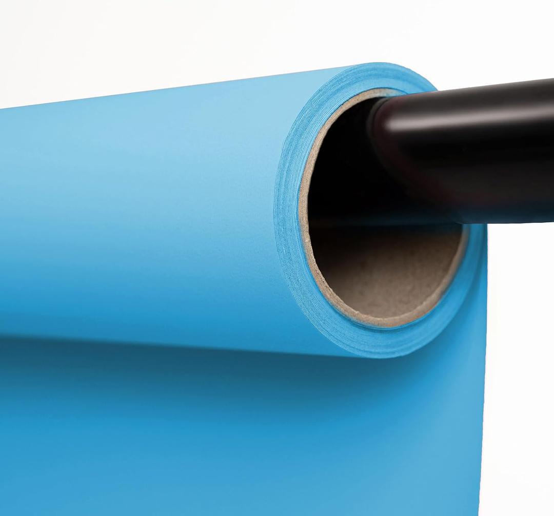 Kate Seamless Paper Backdrop for Photography Solid Blue Backdrop Paper (53''x16.4' Lite Blue)