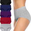Annenmy Womens Cotton Underwear High Waisted Full Briefs Soft Stretch Breathable Ladies Panties (3X-Large, Dark, 5-pack)