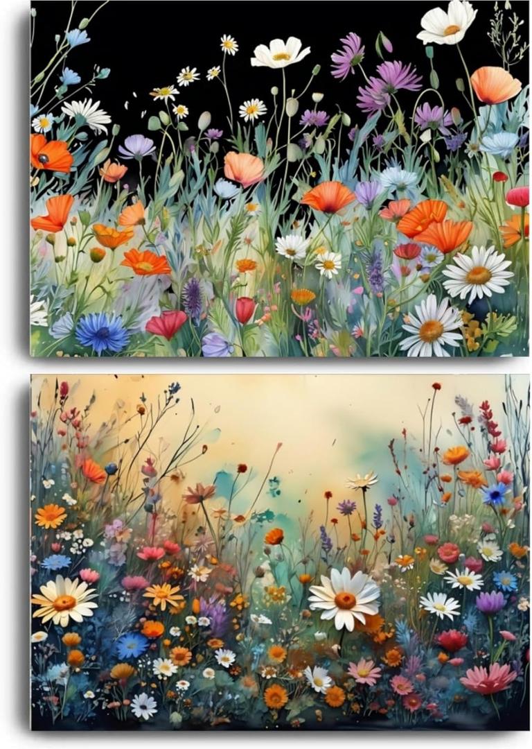 2 x 5D Diamond Painting Kits for Adults Beginners 2 Pack Flower DIY Diamond Art Kits with Tools Full Drill Round Diamond Dots Craft paint by diamonds Gem Art for Home Wall Decor Gifts (16"x12") (DP1799)