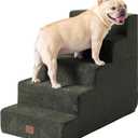 EHEYCIGA Dog Stairs for High Bed 22.5" H, 5-Step Dog Steps for Bed, Pet Steps for Small Dogs and Cats, Non-Slip Balanced Pet Ramp Indoor, Olive Green