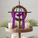 Dingion Lent Mini Crown of Thorns Nail Cross Wreath Decor Holy Thursday Easter Purple Velvet Ribbon 7in Christian Catholic Cross Rustic Christian Grapevine Thorns Crown for Lent Holy Week Church Home