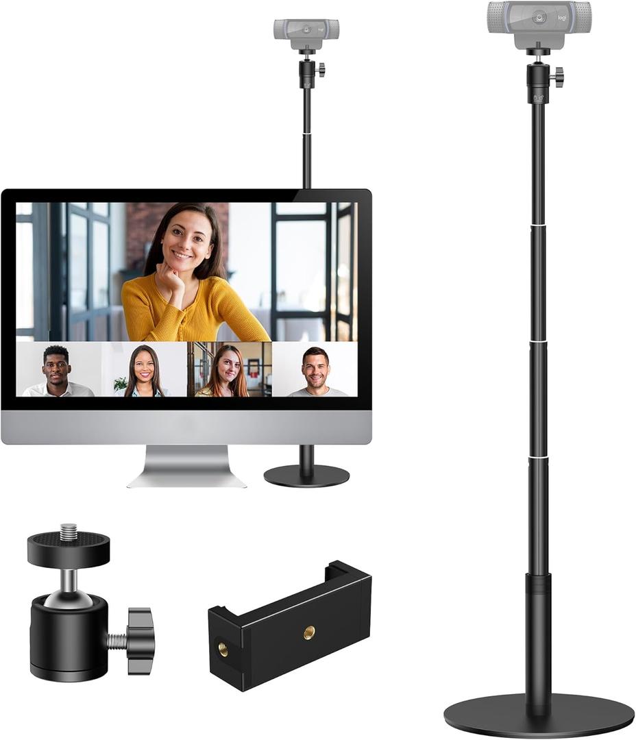 InnoGear Webcam Stand, 31" Telescopic Webcam Mount Vlogging Stick with Phone Holder Web Cam Stand for Logitech Webcam C922 C930e C920S C920 C615 C960 C920x BRIO 4K NexiGo N60, Phones, Cameras