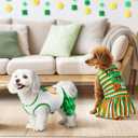 2-Pack Dog Dresses St. Patrick's Day Dog Dress with Lucky Shamrock Pattern Green Plaid Dog Skirt Stripe Puppy St. Patrick's Day Dress Clothes Outfit for Small Medium Dogs S