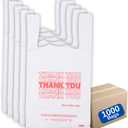 White 'Thank You' HDPE T-Shirt Bags - 1/12 BBL 7"X3.5"X13" - 1000 Bags - 13 microns - White - 10030 - AssurePak
