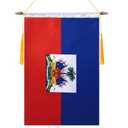 TMHTMH 18x12 Inch Haiti Wall Banner Flag,Wooden Hanging Pole and Double Satin Finish,Haitians Hanging Flag,for House Room,School Classroom, Club and Door