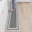 Kitchen Floor Mats Cushioned Anti Fatigue Kitchen Mat Farmhouse Kitchen Runner Rugs Non Slip Waterproof Ergonomic Comfort Standing Mat for Kitchen, Home, Office, Sink, Laundry 17.3"x70.8" Grey