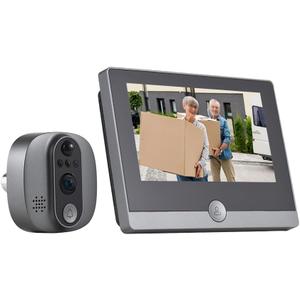 WiFi 1080P Video Doorbell Camera, 2.4GHz Peephole Camera Door Viewer with 4.3inch LCD Display, 120 Degree View Angle, Night Vision, Motion Detection, 2-Way Audio, Rechargeable Battery (Black)