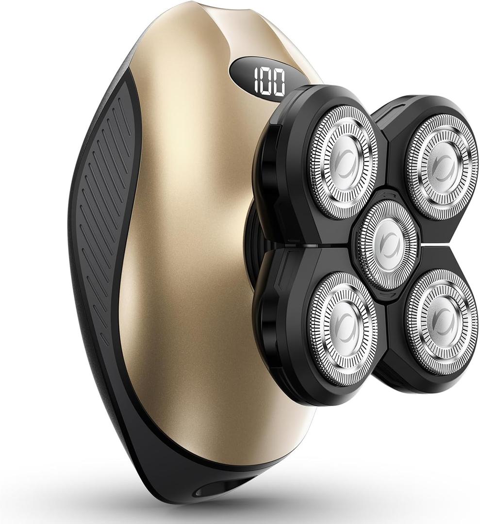 Electric Razors for Women, 5-in-1 Rechargeable Body Shaver - Waterproof Wet Dry Hair Remover - Trimmer for Lady Face Underarms Bikini,Lips,arms, Legs (Gold)