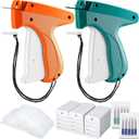 1112 Pcs 2 Clothes Garment Tag Attacher Price Hangtag Applicator 1000 2" Plastic Fastener Barb 100 Clothing Paper Size Name Labeler Steel Needle for Store Garage Yard Sale(Dark Green, Orange)
