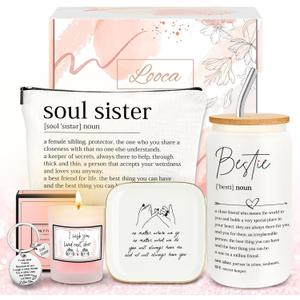 Best Friend Birthday Gifts for Women Friendship Gifts for Women Bestfriend Birthday Gift for Best Friend Woman Bestfriend Gift Ideas with Cup Bag Candle Keychain for Soul Sister Bestie BFF