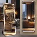 LED Full Length Mirror, 59" x 22" Oversized Rect Style Floor Standing, Hanging, Lighted Floor Mirror for Bedroom, Livingroom