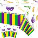 2 x Adirasenotek 3Pcs Mardi Gras Table Decorations Tablecloth Carnival Masquerade Party Decorations Mardi Gras Decorations Plastic Table Cloth Masquerade Decorations Mardi Gras Decor,87x54In