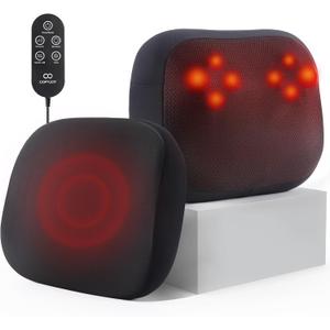 Back Massager with Heat, 2-in-1 Shiatsu Neck Massagers with 3D Deep Tissue Kneading & Dual-Sided Heating for Lower Back Shoulder Pain Relief, Lumbar Support Pillow for Office Chair, Gifts for Mom Dad