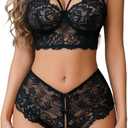 Avidlove Women Lingerie Sets Sexy Lace Bra and Panty Sets 2 Piece Lace Babydoll Outfits (S)