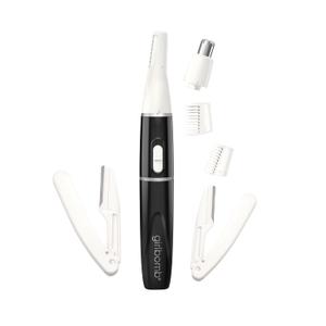 Conair GIRLBOMB All-in-1 Facial Hair Trimmer for Women - 9 Piece Kit with 2 Dermablades - Perfect for Face, Ear/Nose and Eyebrows - Battery-Powered (Black)