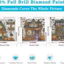 3 Pack Diamond Art Kits for Adults, Halloween Pumpkin Bat Shop Diamond Painting Kits for Adults, 5D DIY Round Full Drill Gem Art Paint With Diamonds Dots Crafts Kits for Home Decor Gift 14x14inch