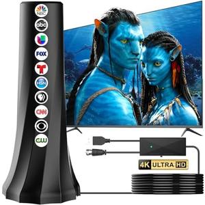 2026 TV Antenna Indoor,Antenna for Smart TV 1900+ Miles Range,HDTV Antennas for Local Channels 360° Signal Booster Reception,Portable Antenna Indoor Outdoor Support 8K 4K 1080p All TVs-25FT Coax Cable