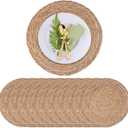 10 Pack 13 in Round Woven Placemats Plate Chargers,Rattan Wicker Table Mats Jute Braided Chargers for Dinner PlatesBoho Farmhouse Rustic Woven Place Mats for Dining Table Decor