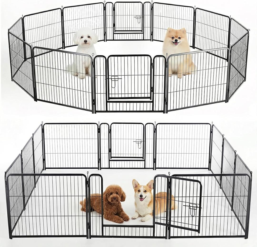 NEWBULIG Dog Playpen Indoor 24 Inch 12 Panels, Metal Outdoor Dog Fence Pen