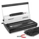 MAKEASY Coil Spiral Binding Machine 4:1 pitch - Manual Hole Punch - Electric Coil Inserter - Adjustable Side Margin - for Letter Size/A4/A5, Comes with 1 Box 5/16'' Plastic Coil Binding Spines & Plier