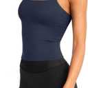 LASLULU Womens Sexy Halter Sports Bra Workout Tops Wirefree Sleeveless Gym Yoga Tank Tops Y2k Casual Crop (Blue, M)