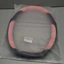 INEBIZ Universal Car Steering Wheel Cover Microfiber Leather Viscose Multi-Element Stitching (Black&Pink, D)