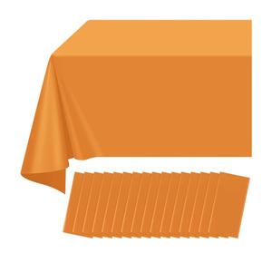 16 Pack Orange Plastic Tablecloth for Rectangle Tables, Premium Decorative Orange Disposable Table Cloths for Parties, Rectangle Party Table Cover for Birthday Fall Thanksgiving Graduation, 54x108Inch