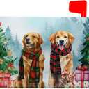 Xmas Dog Magnetic Mailbox Covers Christmas Tree Mail Box Cover Standard Size Winter Retriever Dogs Post Letter Box Wraps 21x18 Inch for Garden Outdoor Decor