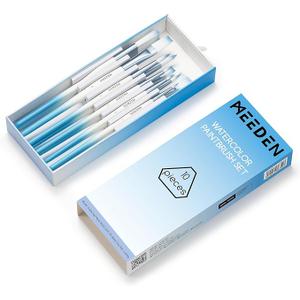 MEEDEN Watercolor Paint Brush Set: 10 Pcs Art Painting Brushes with Flat Round Detail Types  Artist Paint Brushes for Adult Beginner Watercolor Gouache Inks Painting