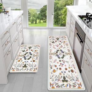 Sofort Kitchen Mats for Floor, Anti Fatigue Cushioned Kitchen Rugs Set of 2, 17 Inch x 29 Inch, 17 Inch x 47 Inch