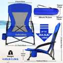 Menkxi 4 Pack Low Beach Chairs for Adults, Portable Folding Sand Chairs with Cup Holder and Carry Bag, Lightweight High Back Camping Chair for Beach Trips, Concerts, BBQ, Lawn, Outdoor (Deep Blue)