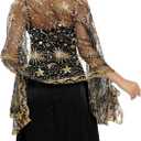 Ladiery Sequin Stars Moons Shawls and Wraps for Evening Dresses,Women sparkly Sheer Mesh Wedding Shawls for Evening Party
