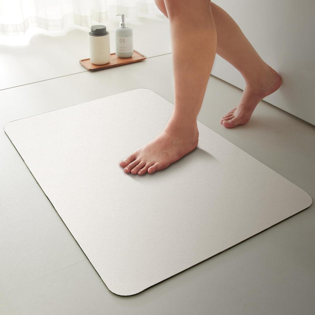 White Bath Mat, Bathroom Rugs Non Slip Washable Thin Absorbent Quick Dry Bath Mat Fits Under Door Bathroom Floor Mat Perfect for Bath, Shower, or Sink 16"x24" White White Bath Mat, Bathroom Rugs Non Slip Washable Thin Absorbent Quick Dry Bath Mat Fits Under Door Bathroom Floor Mat Perfect for Bath, Shower, or Sink 16"x24" White