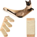 Chasing Tails Cat Wall Shelves - Four Step Cat Shelf with Scratch Board, Mounted Cat Shelves, Sturdy Cat Wall Furniture for Indoor Cats, Kittens - Extra Cat Wall Hammock Cover Included
