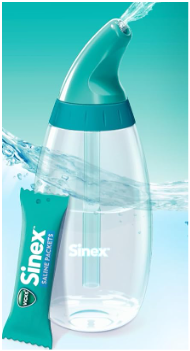 Vicks Sinex Saline Nasal Rinse Starter Kit, Drug Free Saline, Flush Out Mucus and Allergens, Fast & Effective Relief for Everyday Congestion from Sinus & Allergy, 1 Bottle + 30 Refill Packets