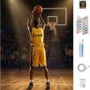 Paint by Numbers for Adults - Sports Series with DIY Name Feature - Realistic Athlete Action Back View - Football, Baseball, Basketball & Hockey Player - Unique Gift for Men - 16"x20" (Basketball)